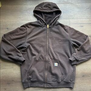 Carhartt Dark Brown Full-Zip Hoodie ! Large